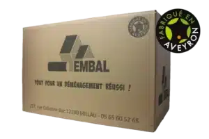 Carton de déménagement fabriqué en aveyron en simple cannelure écru Embal.