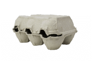 Boite en carton cellulose de 6 oeufs avec ouverture sur la largeur ou la longueur.