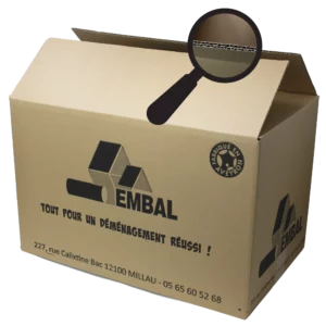 Carton de déménagement Embal fabriqué en aveyron en doucle cannelure écru.